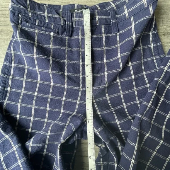 Madewell Plaid Navy High Rise Wide Leg Crop Pants - Picture 11 of 14